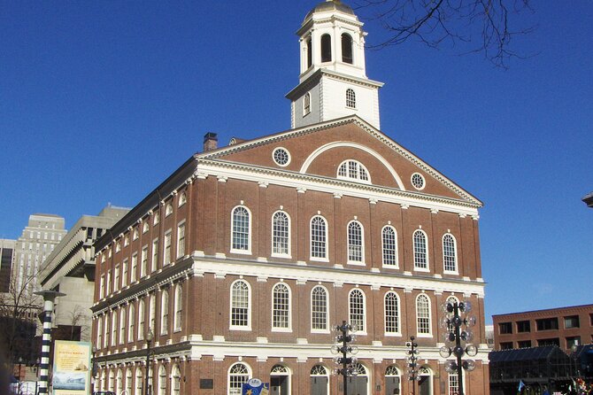 Downtown Freedom Trail Walking Tour - History & Architecture - The Boston Massacre site and Park Street Church: where street markings hold meaning